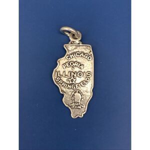 .925 State of Illinois Sterling Silver Jewelry Charm #travel #midwestern